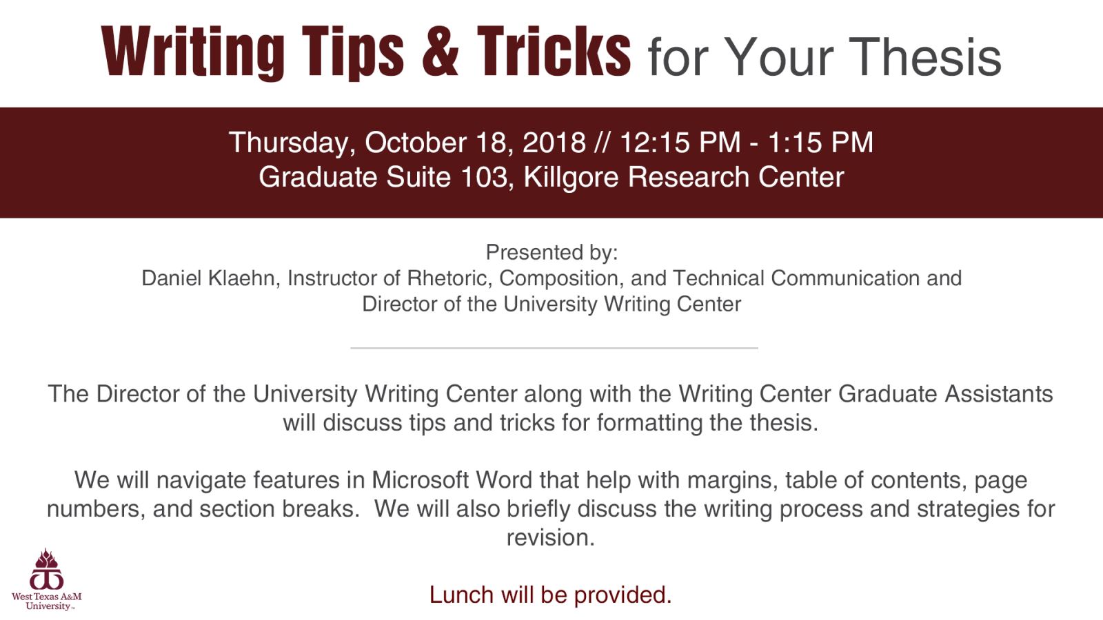 Writing Tips & Tricks for Your Thesis