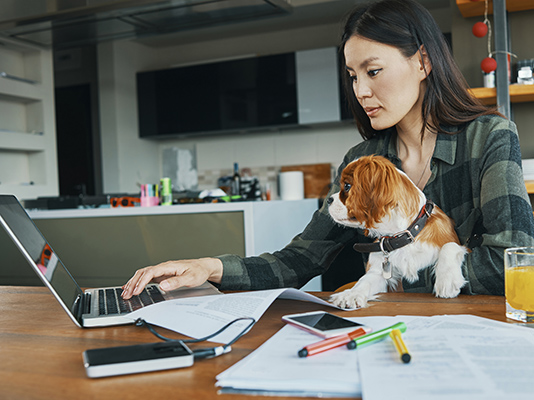 girl-dog-homework