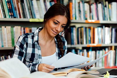 female-in-library