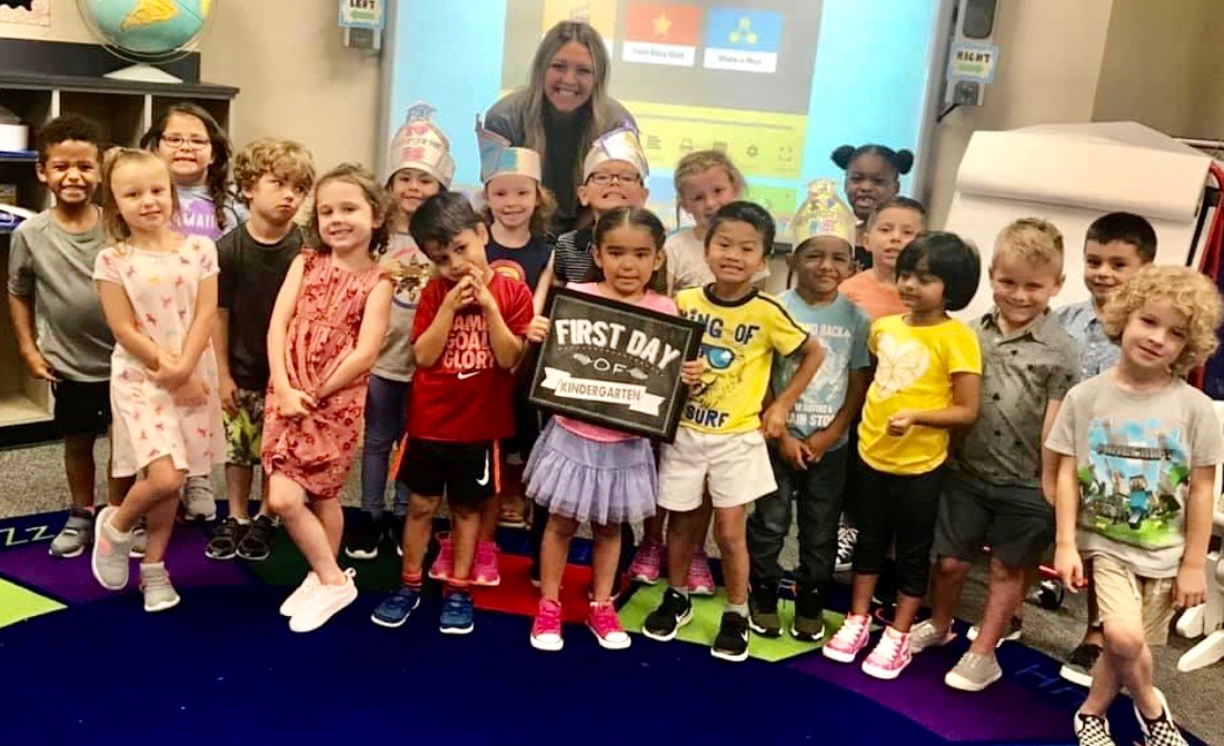 Alisa Marina with her full classroom of students in McKinney