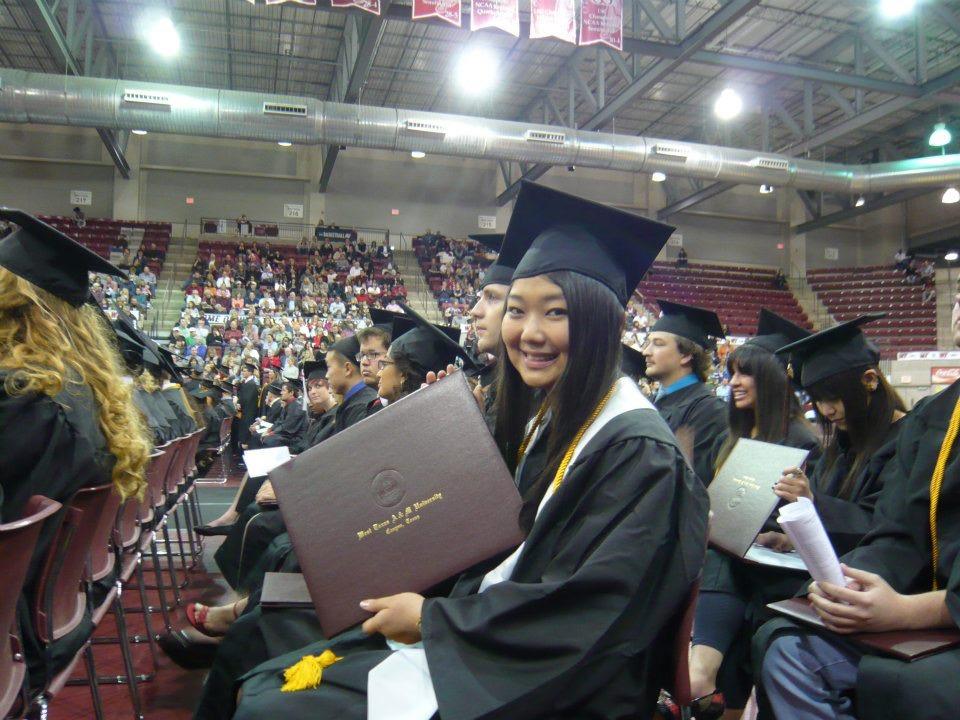 Han Owens with her diploma