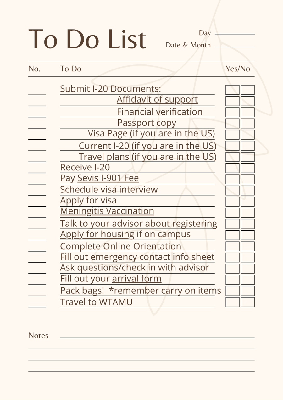 Newly Admitted Checklist | WTAMU