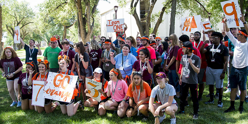 students at a spirit rally