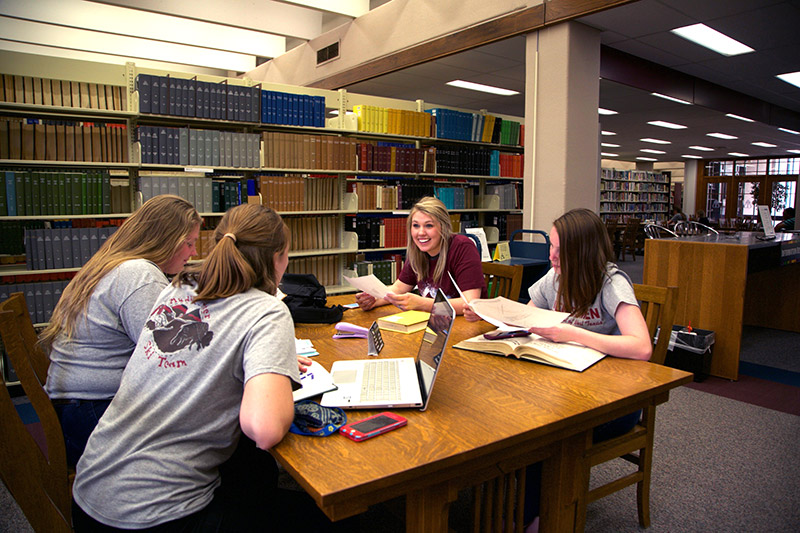 two male students completing an assignment in the library