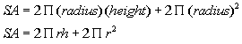 surface area cylinder