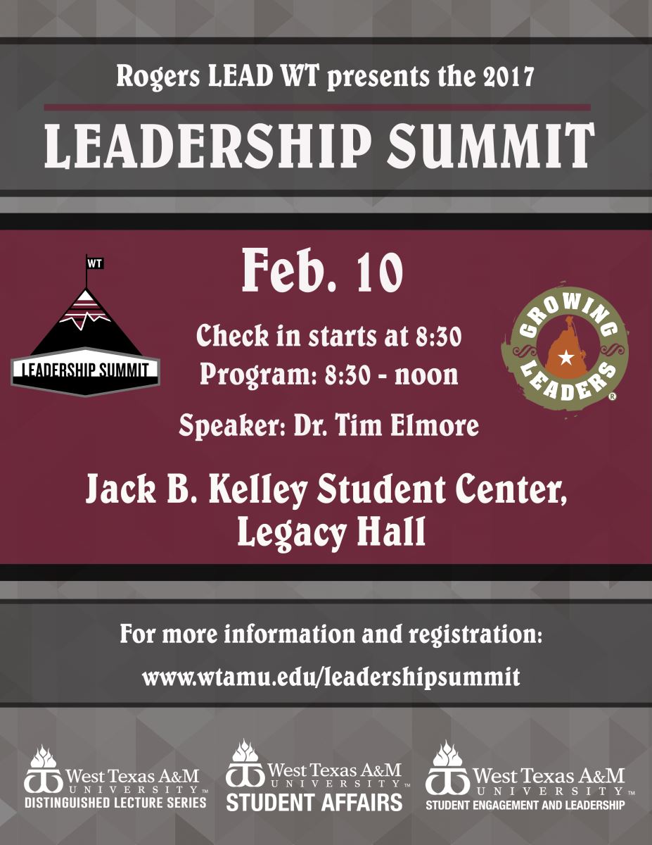 Leadership Summit - Feb. 10 - JBK, Legacy Hall - 8:30 a.m to 12 p.m