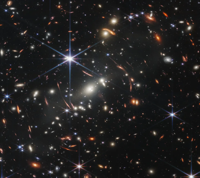 Diffraction spikes and gravitational lensing.