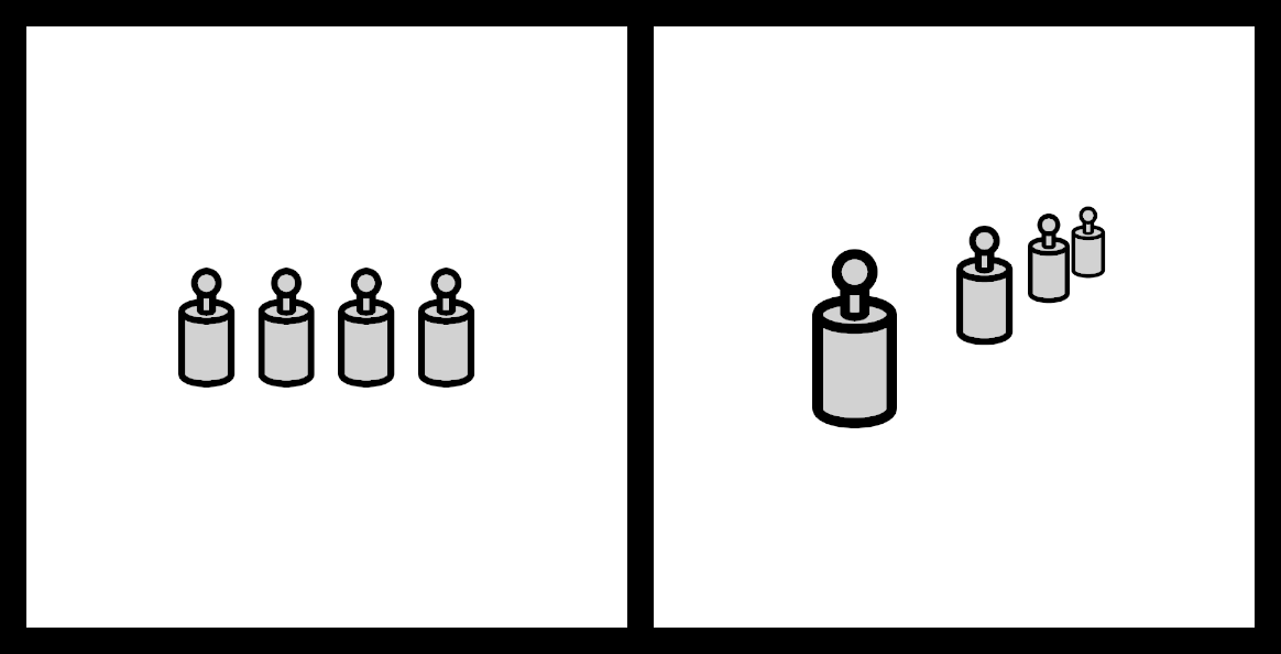 relative size depth cue with cylinders